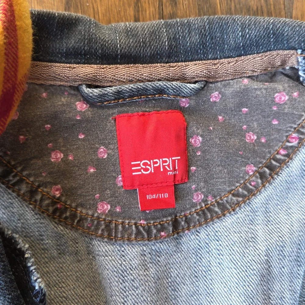 Set Bundle 3 Esprit Medium Washed Denim Vest Floral Lining Plaid Skirt, Headband